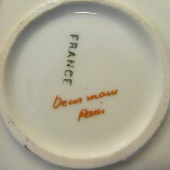 vintage floral ashtray burgundy gold edge handle holds 9 cigarettes France - Picture 9 of 9